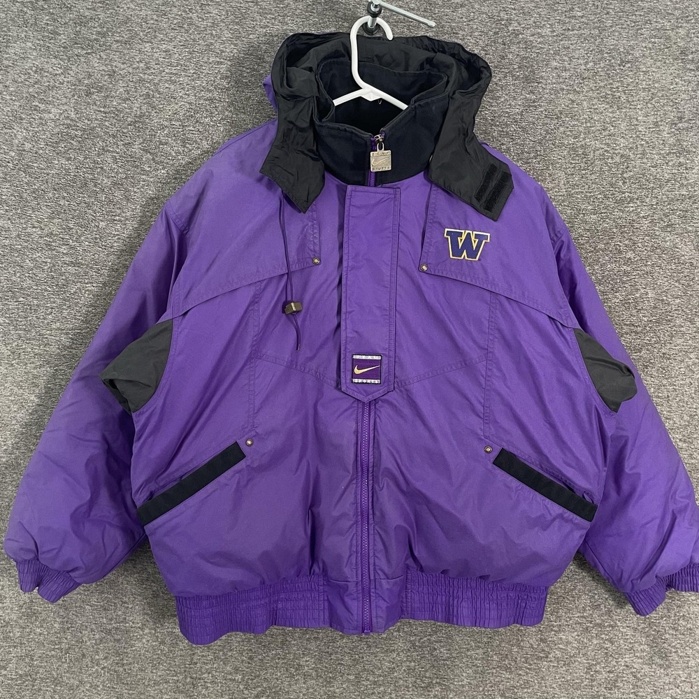 Vintage Washington Huskies Jacket Puffer Mens L Purple NCAA Football Nike Team